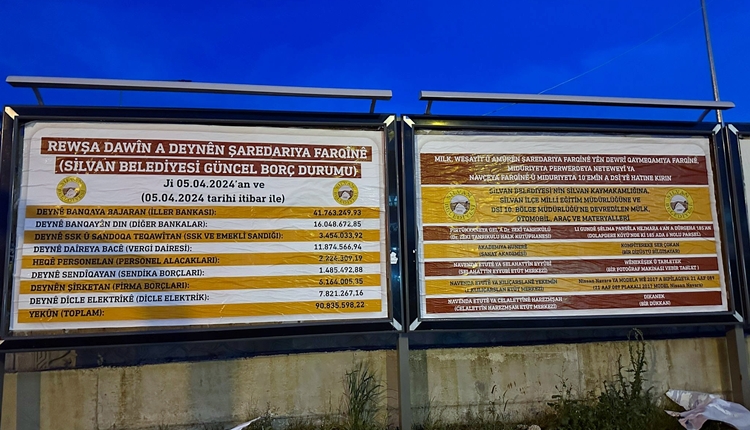 Silvan Belediyesi kayyımdan kalan borcu billboardlara astı