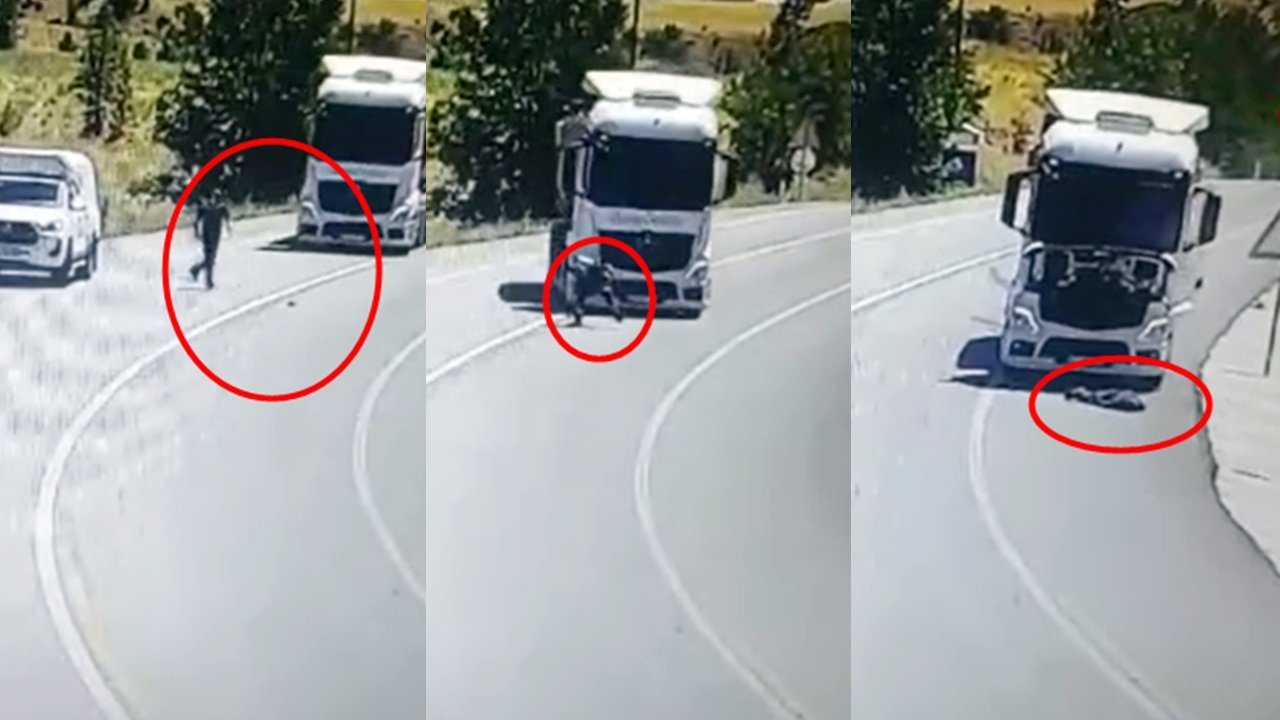 Böyle kaza görülmedi: Serçeyi kurtarmaya çalışırken kamyon çarptı